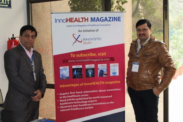 Sanjay-Gaur-and-Mayank-Kumar-posing-with-the-InnoHEALTH-magazine-banner-at-IC-InnovatorCLUB-meeting-1024x683