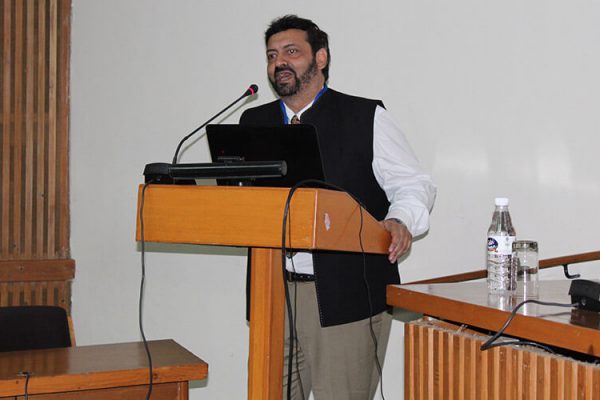 11. Monish Bhandari giving presentation on healthcare