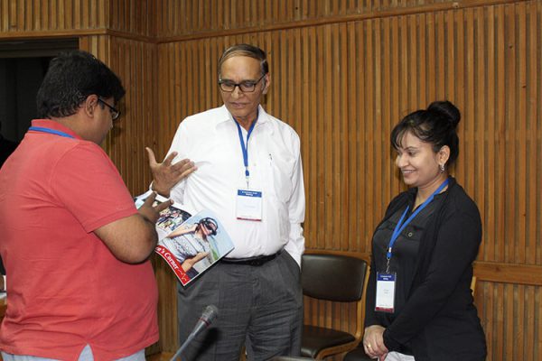 8. Dr. Raman Chawla, Dr. V K Singh and Dr. Sarita Jaiswal discussing some healthcare issues